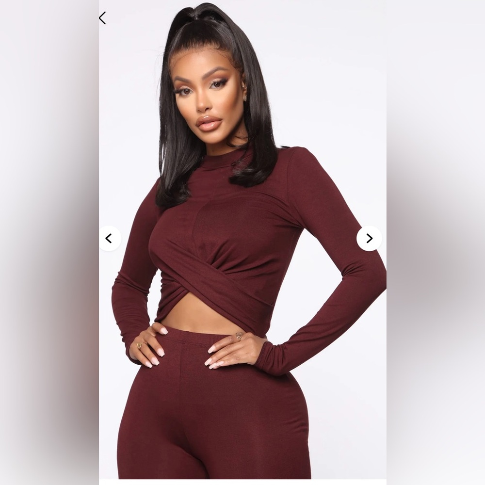 Fashion Nova Varvara Pant Set in Wine. Size XS. Worn once. - Picture 2 of 8